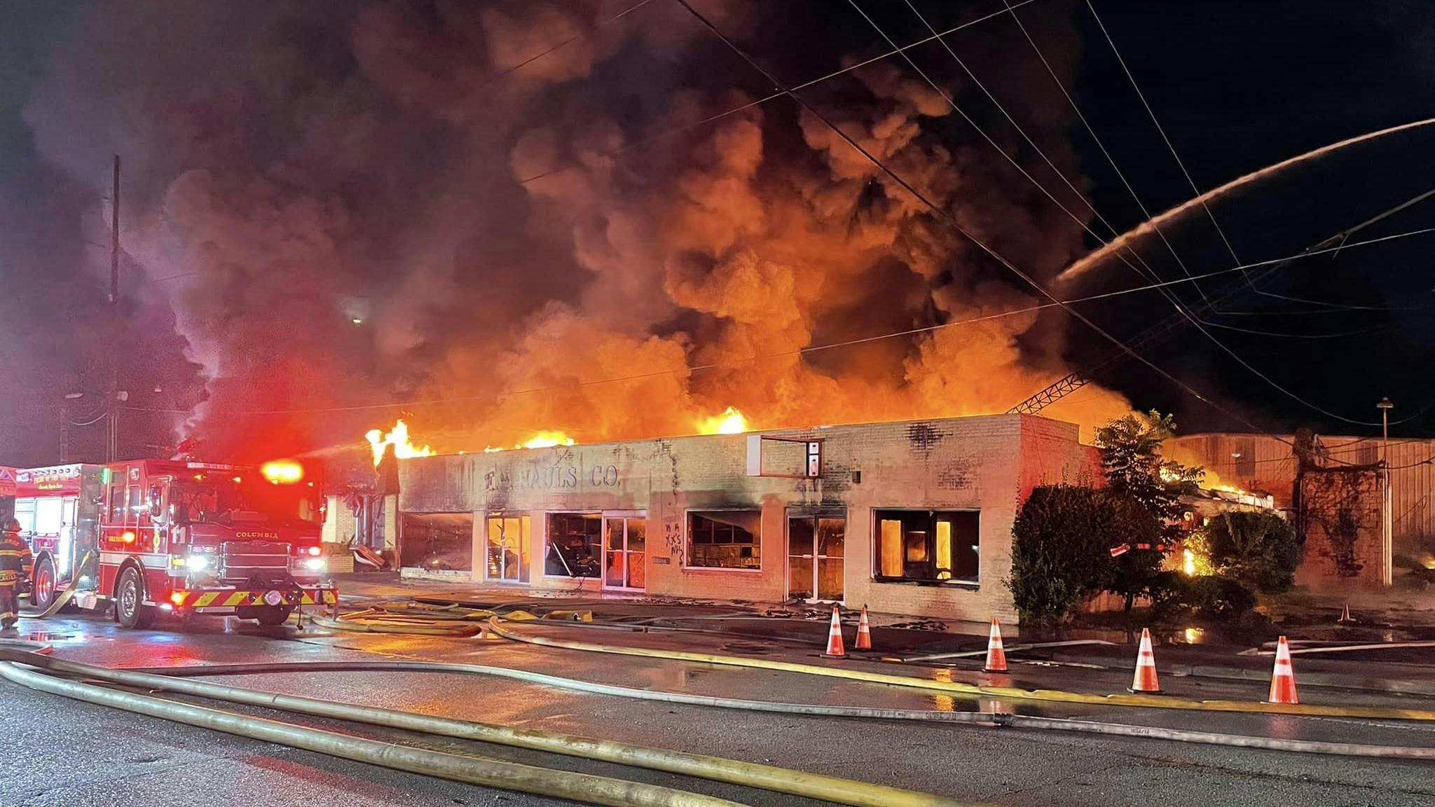 Crews were able to rescue the two firefighters caught in the wall collapse and they were taken to the hospital with various injuries.