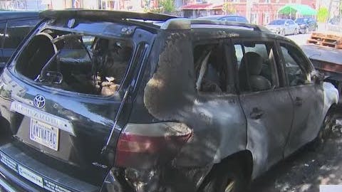 Video shows man setting 6 cars on fire, police say