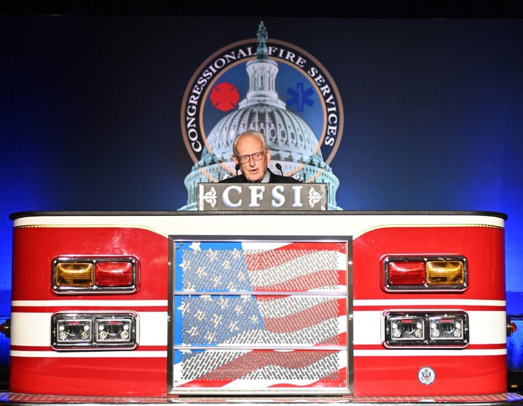 U.S. Rep. Bill Pascrell addresses fire and emergency services personnel at a recent dinner in Washington, D.C.
