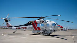 A CAL FIRE Fire Hawk helicopter photographed at Cal Fire's base in McClellan, CA, in June.