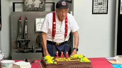 Retired Fire Capt. Sam Seibert said 105 candles would set off a smoke alarm.