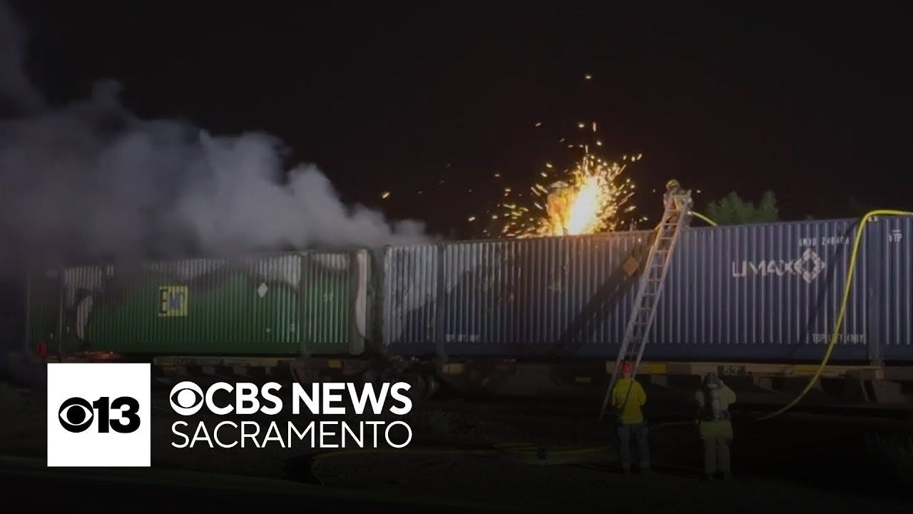 Train cars carrying lithium-ion batteries that caught fire in Marysville not as hazardous as EV fire