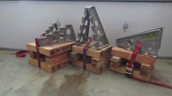 Photo 11: RescueBlox lashed to crib stacks in various configurations. Photo 11: RescueBlox lashed to crib stacks in various configurations.