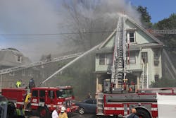 Sixteen companies, six chiefs, numerous special units and at least 80 firefighters of the Boston Fire Department responded to a box alarm that eventually went to three alarms, with flames breaching the roof in multiple locations Sixteen companies, six chiefs, numerous special units and at least 80 firefighters of the Boston Fire Department responded to a box alarm that eventually went to three alarms, with flames breaching the roof in multiple locations