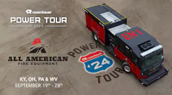 The Power Tour will feature a convoy of Rosenbauer’s state-of-the-art fire trucks, including the industry-leading King Cobra articulating aerial and the world’s first all-electric fire truck, the RTX.