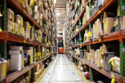 A view down one of the aisles in the Product Lifecycle Support Center that is stocked with equipment and parts. A view down one of the aisles in the Product Lifecycle Support Center that is stocked with equipment and parts.