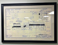 This blue print for an early 1980's Pierce pumper for the Mount Carbon Fire Company in Pottsville, PA, is among the company's 110-year-plus history on display at the facility. This blue print for an early 1980's Pierce pumper for the Mount Carbon Fire Company in Pottsville, PA, is among the company's 110-year-plus history on display at the facility.