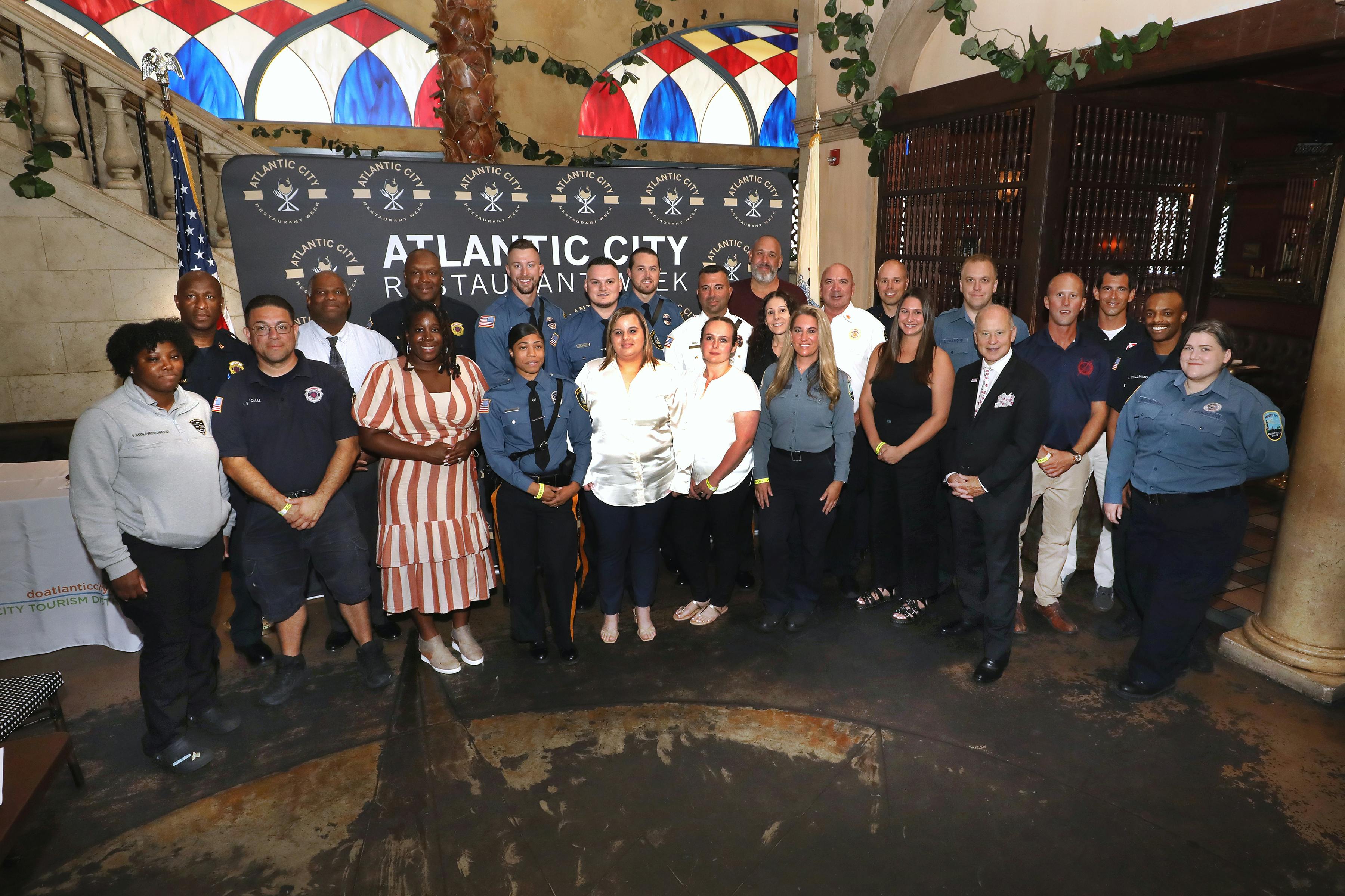 The 4th Annual &ldquo;First Serve to Our First Responders&rdquo; Dinner, hosted by the NJ Casino Reinvestment Development Authority (CRDA), will honor 24 Atlantic City area first responders on Sept. 25 at Park Place Prime, the new steakhouse located at Bally&rsquo;s Atlantic City. The event kicks off Atlantic City Restaurant Week, which takes place from October 6-11. Pictured are the honorees during last year&rsquo;s &ldquo;First Serve&rdquo; dinner, which took place at Cuba Libre, located at Tropicana Atlantic City. For more details about AC Restaurant Week, go to ACRestaurantWeek.com.
