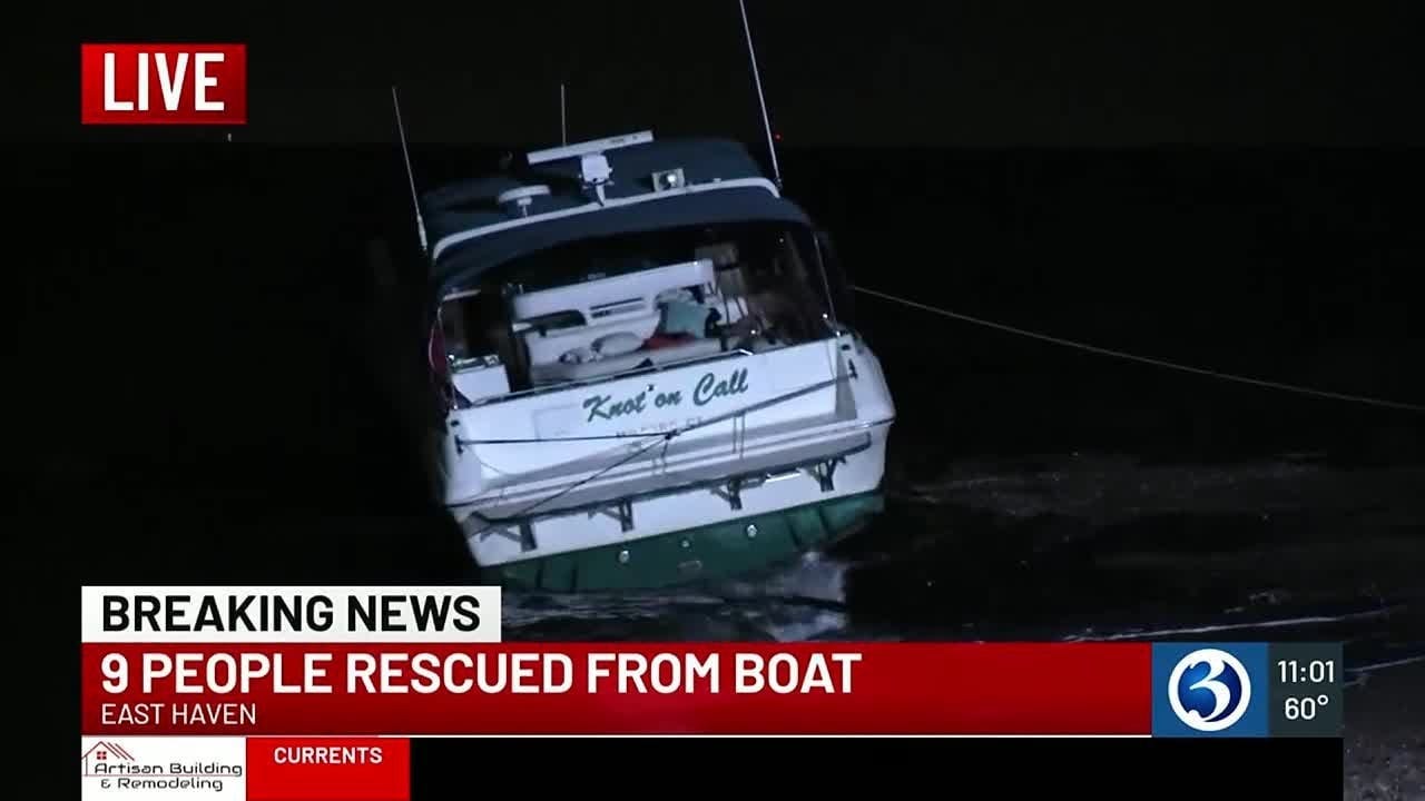 9 passengers rescued after vessel runs out of power at East Haven beach
