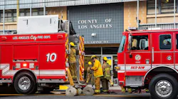 Los Angeles County firefighters wrap up an operation.