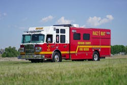 Brevard County Fire Rescue in Rockledge, FL, received a new SVI Trucks walk-in hazmat unit that features a 22-foot SVI body that’s mounted on a Metro Star LFD chassis. Brevard County Fire Rescue in Rockledge, FL, received a new SVI Trucks walk-in hazmat unit that features a 22-foot SVI body that’s mounted on a Metro Star LFD chassis.