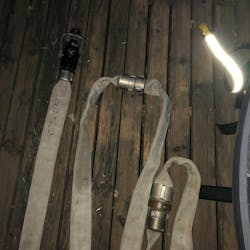 When there’s enough room, the working length of hoseline should be flaked out perpendicular to the entry door. When there’s enough room, the working length of hoseline should be flaked out perpendicular to the entry door.