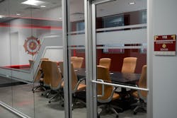 The office space that’s near the entrance of the Annex has a business feel that captures the fire department culture and creates a high level of pride and ownership. A large collaboration room facilitates better communication among staff, hosts preconstruction meetings for new apparatus and stations, and provides an area for vendors to drop off products for testing and evaluation. The office space that’s near the entrance of the Annex has a business feel that captures the fire department culture and creates a high level of pride and ownership. A large collaboration room facilitates better communication among staff, hosts preconstruction meetings for new apparatus and stations, and provides an area for vendors to drop off products for testing and evaluation.