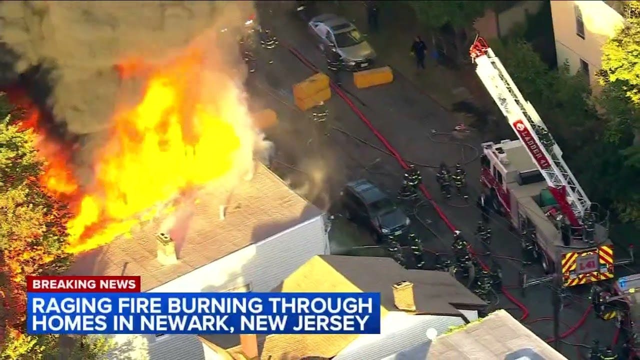 Fire raging through several homes in Newark, NJ
