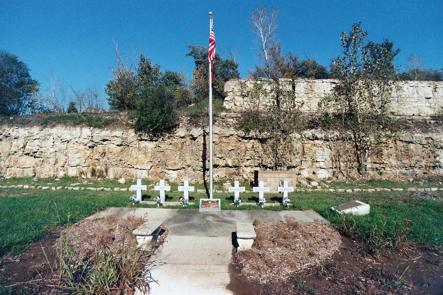 Memorial to the six Kansas City, MO, Fire Department firefighters killed in the explosion. It is located on State Highway 71, a few hundred feet from the site of the incident.