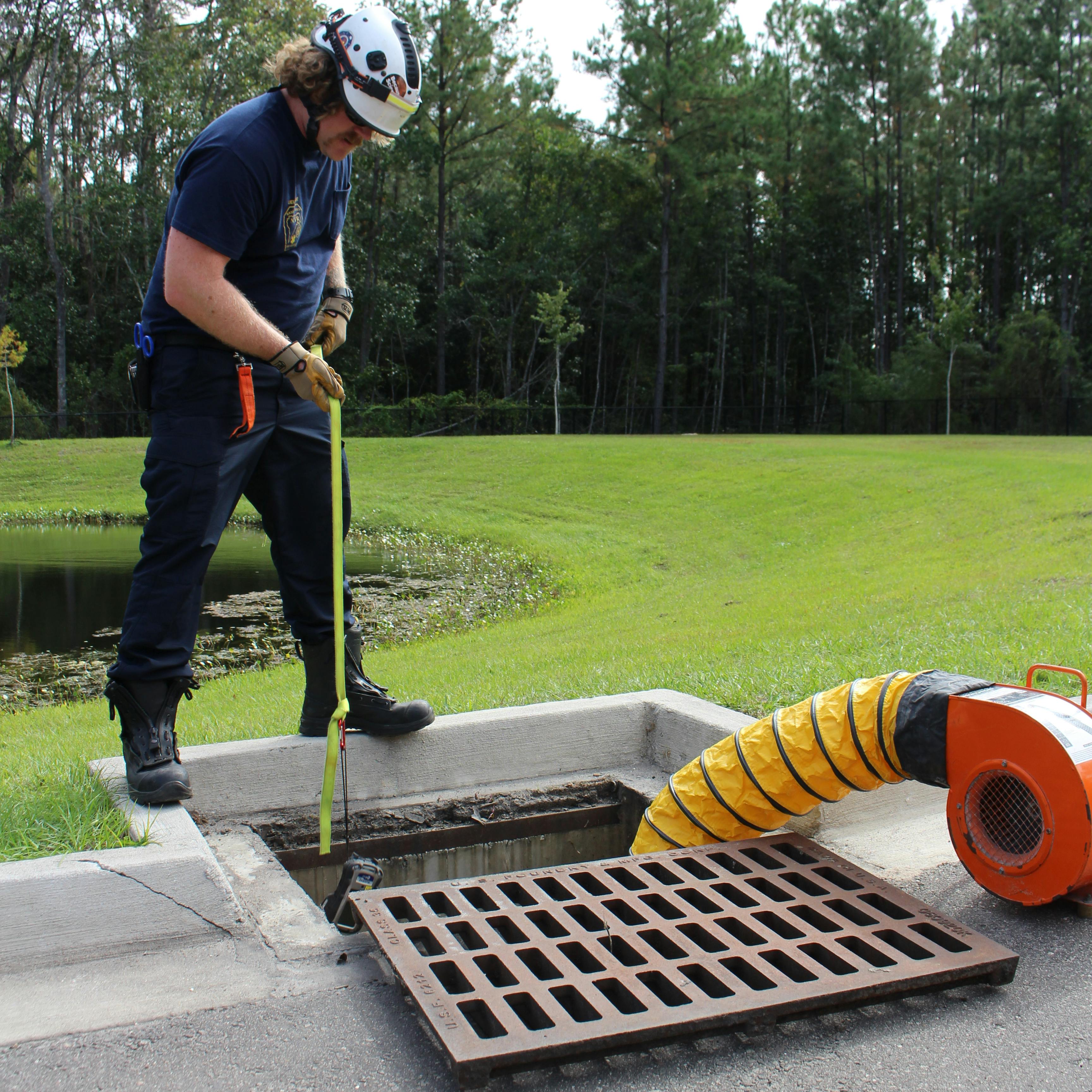 Providing forced air duct-type ventilation might improve final outcomes of a rescue effort for an animal victim in oxygen-deficient atmospheres if delivered near its face while simultaneously alleviating some of the concerns with the space for the rescuer.