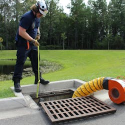Providing forced air duct-type ventilation might improve final outcomes of a rescue effort for an animal victim in oxygen-deficient atmospheres if delivered near its face while simultaneously alleviating some of the concerns with the space for the rescuer. Providing forced air duct-type ventilation might improve final outcomes of a rescue effort for an animal victim in oxygen-deficient atmospheres if delivered near its face while simultaneously alleviating some of the concerns with the space for the rescuer.