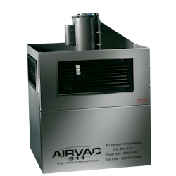 Air Vacuum Corp.’s AIRVAC 911 engine exhaust removal system protects 100 percent of an apparatus bay area by automatically monitoring 24/7 to constantly remove hazardous contaminants. Air Vacuum Corp.’s AIRVAC 911 engine exhaust removal system protects 100 percent of an apparatus bay area by automatically monitoring 24/7 to constantly remove hazardous contaminants.