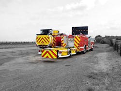 TrafFix Devices’ Scorpion II Blocker is an innovative truck-mounted attenuator that’s tailored specifically for firefighting and highway crash and rescue scenarios. TrafFix Devices’ Scorpion II Blocker is an innovative truck-mounted attenuator that’s tailored specifically for firefighting and highway crash and rescue scenarios.