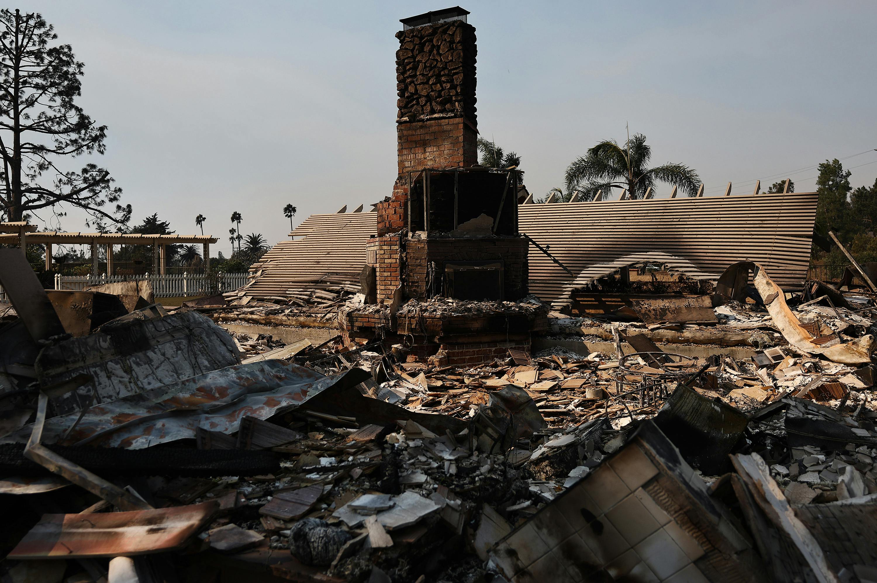 The remains of a home destroyed by the Mountain fire in Camarillo, CA.