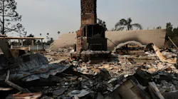 The remains of a home destroyed by the Mountain fire in Camarillo, CA.