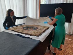 The 1929 German fire department flag getting unveiling at the ceremony at the U.S. Embassy in Washington, D.C. The 1929 German fire department flag getting unveiling at the ceremony at the U.S. Embassy in Washington, D.C.