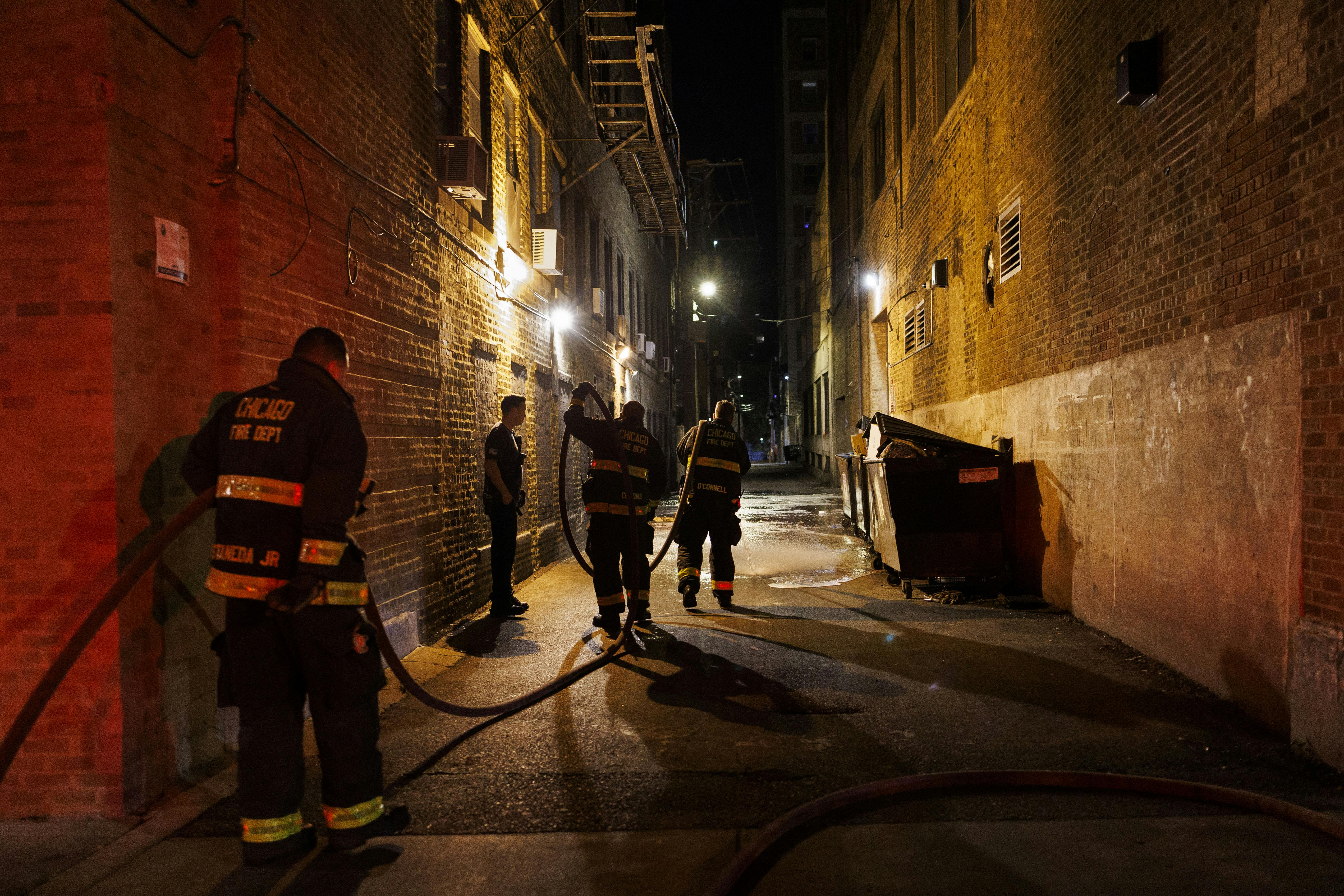 Chicago firefighters work at an incident last month.