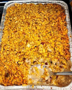 Joe Healy's Thanksgiving casserole that he makes for different firehouses every other year. Joe Healy's Thanksgiving casserole that he makes for different firehouses every other year.