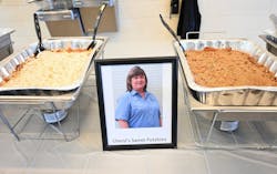 A photo of the late Cheryl Smith's homemade sweet potatoes with her photo next to them in honor of her. A photo of the late Cheryl Smith's homemade sweet potatoes with her photo next to them in honor of her.