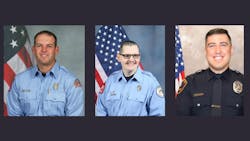 Lubbock Fire Rescue Lt. Eric Hill (left) and Police Officer Matt Nicholas Reyna (right) were struck and killed on Jan. 11, 2020. Firefighter Matt Dawson (center) was struck and sustained critical injuries and died in November 2023. Lubbock Fire Rescue Lt. Eric Hill (left) and Police Officer Matt Nicholas Reyna (right) were struck and killed on Jan. 11, 2020. Firefighter Matt Dawson (center) was struck and sustained critical injuries and died in November 2023.