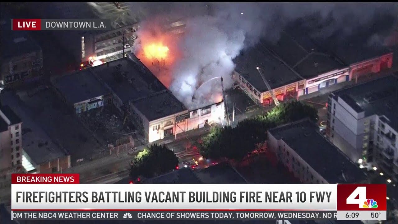 Roof of Los Angeles Building Collapses During Blaze | Firehouse
