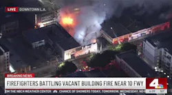 Firefighters battle explosive fire in downtown LA