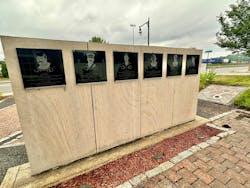 The memorial outside Worcester's Franklin Street fire station has a memorial plaque for each firefighter who died. The memorial outside Worcester's Franklin Street fire station has a memorial plaque for each firefighter who died.