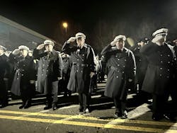 Current and active Worcester firefighters salute as the fallen Worcester 6 firefighters are remembered. Current and active Worcester firefighters salute as the fallen Worcester 6 firefighters are remembered.