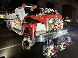 Worcester Engine 7 is a pumper that became a visual memorial to the fire in the days and weeks after the 1999 fire. It was parked next to the memorial Tuesday. Worcester Engine 7 is a pumper that became a visual memorial to the fire in the days and weeks after the 1999 fire. It was parked next to the memorial Tuesday.