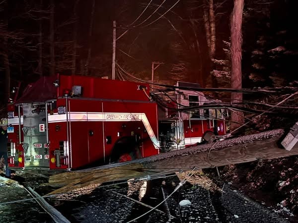 The engine crashed on an icy road Thursday.