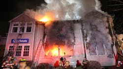 Several fire departments responded as flames ripped through a Simsbury building. Several fire departments responded as flames ripped through a Simsbury building.