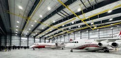 The 100,000-square-foot hangar at Spokane International Airport will house the Aero-Flite Inc. Dash 8-400 airtankers. The 100,000-square-foot hangar at Spokane International Airport will house the Aero-Flite Inc. Dash 8-400 airtankers.