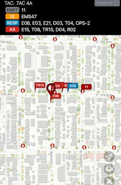 The traditional utilization by the Denver Fire Department of Tablet Command on tablet computers includes dragging and dropping apparatus and teams into the left-to-right columns of prepared incident templates, the results of which are shown here for a structure fire on Dec. 11, 2024. However, the department’s implementation of the software platform’s new High-Rise feature allows incident commanders to flip a template to top-to-bottom to account for teams vertically on the fire floor of a high-rise, on the floors above and in the lobby. The traditional utilization by the Denver Fire Department of Tablet Command on tablet computers includes dragging and dropping apparatus and teams into the left-to-right columns of prepared incident templates, the results of which are shown here for a structure fire on Dec. 11, 2024. However, the department’s implementation of the software platform’s new High-Rise feature allows incident commanders to flip a template to top-to-bottom to account for teams vertically on the fire floor of a high-rise, on the floors above and in the lobby.