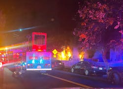 Units arrived within minutes to find heavy fire showing from the first floor of a two-story apartment building. Units arrived within minutes to find heavy fire showing from the first floor of a two-story apartment building.