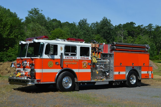Freeland, PA, Fire Department (FFD) Engine 54 is a 1992 Seagrave that was ahead of its time with respect to incorporating multiple attack lines, split beds for large-diameter supply line, and portable and fixed master stream appliances.