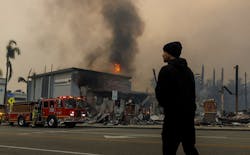 A building burns during the Eaton fire in Altadena, CA. A building burns during the Eaton fire in Altadena, CA.