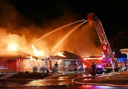 Minneapolis Fire Department Engine 27 reported a row of garages fully involved and requested a second alarm. Minneapolis Fire Department Engine 27 reported a row of garages fully involved and requested a second alarm.