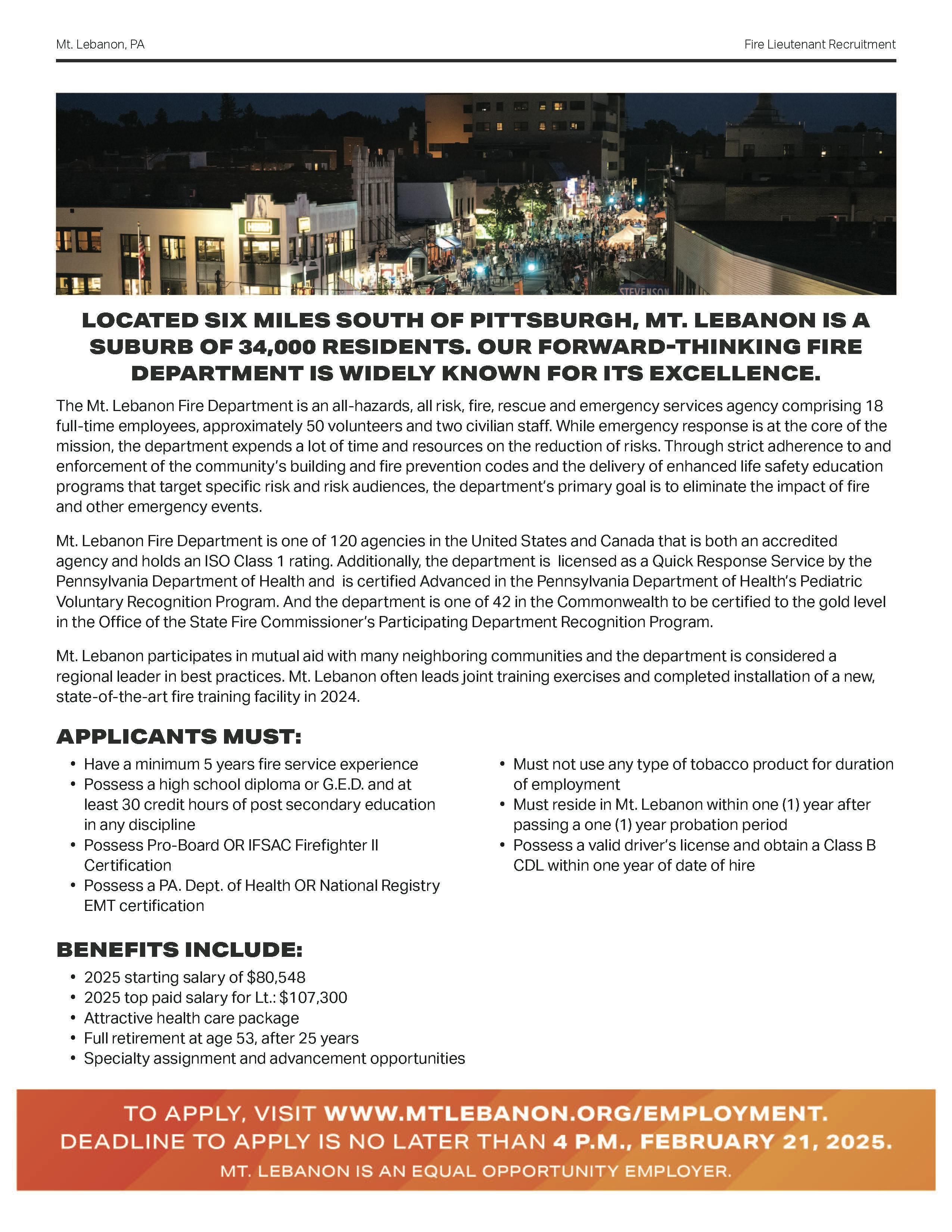 Job Posting: Firefighter Lieutenant | Firehouse