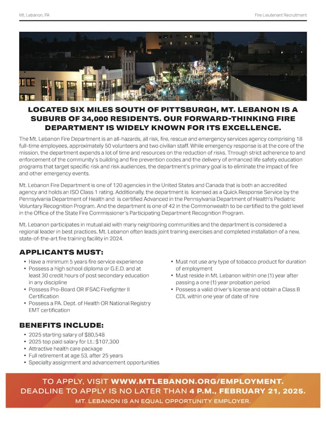 Job Posting: Firefighter Lieutenant | Firehouse