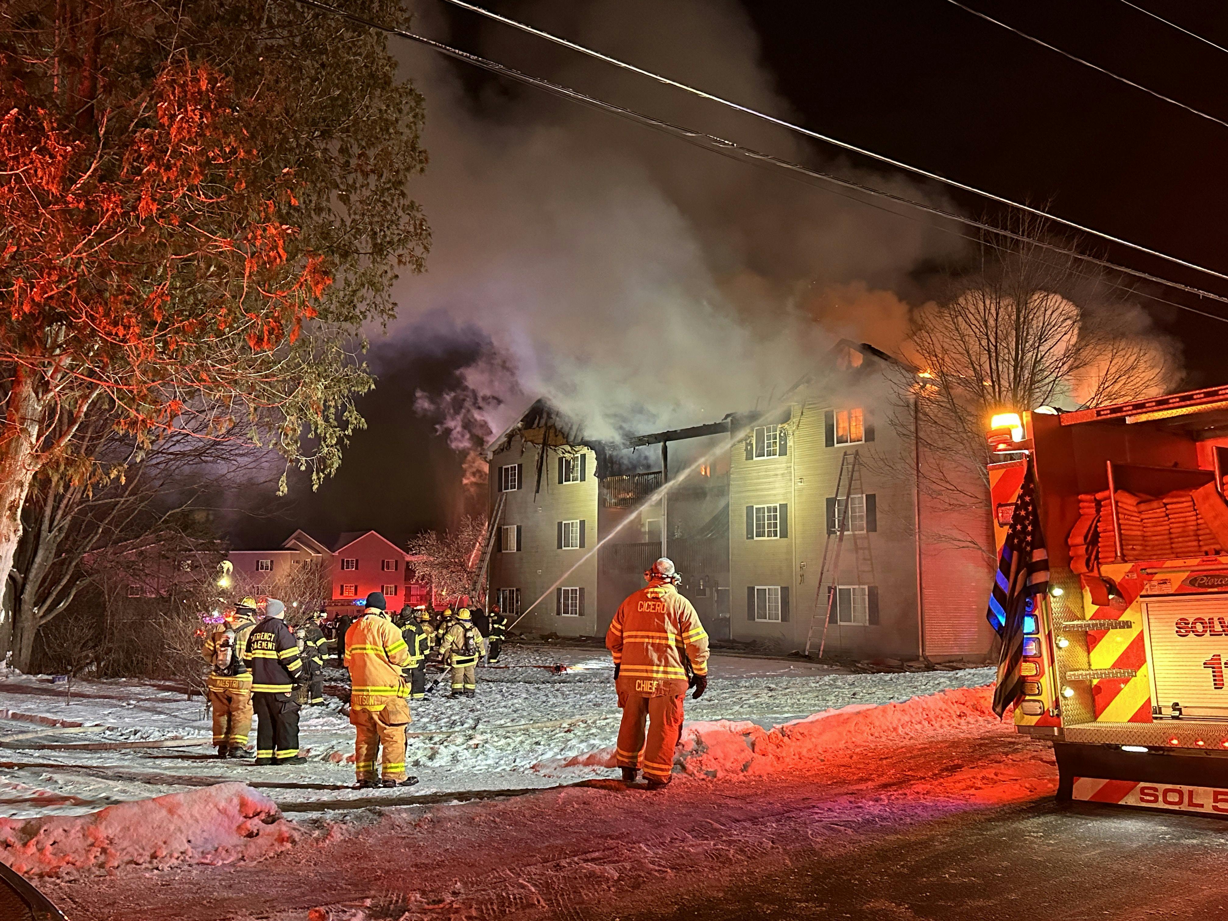 The fire was reported just before 10 p.m. at the New Legacy Apartments in Baldwinsville.