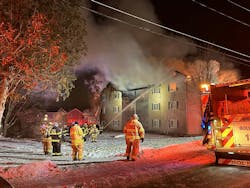 The fire was reported just before 10 p.m. at the New Legacy Apartments in Baldwinsville. The fire was reported just before 10 p.m. at the New Legacy Apartments in Baldwinsville.