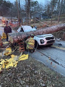 Chattanooga firefighters put their extrication skills to work when they found a woman trapped in her car. Chattanooga firefighters put their extrication skills to work when they found a woman trapped in her car.