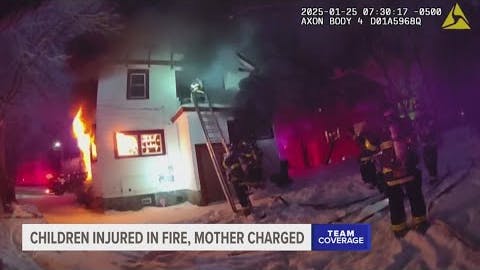Bodycam video shows firefighters pulling a 12 year-old girl from a burning home