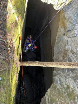 A tree worker who fell 100 feet into a crevice was rescued by an operation that involved Kingston, Bloomington and other crews. A tree worker who fell 100 feet into a crevice was rescued by an operation that involved Kingston, Bloomington and other crews.
